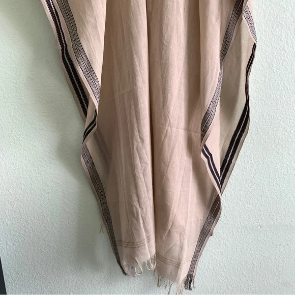 EILEEN FISHER 100% organic cotton embroidered hem serape scarf poncho shawl OS - Picture 4 of 16